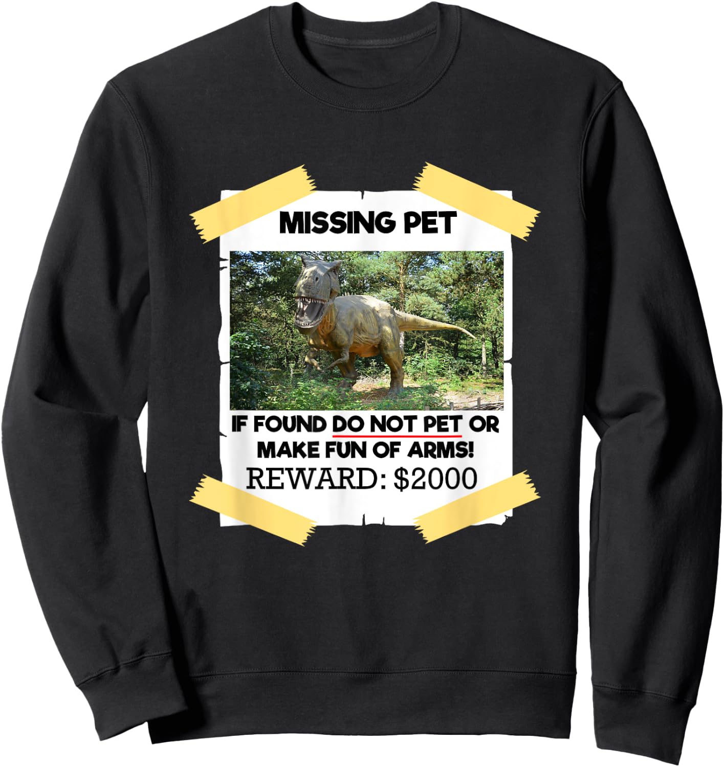 T Rex Dino Design - Missing Pet If Found Do Not Pet Sweatshirt - Sweatshirt | Black