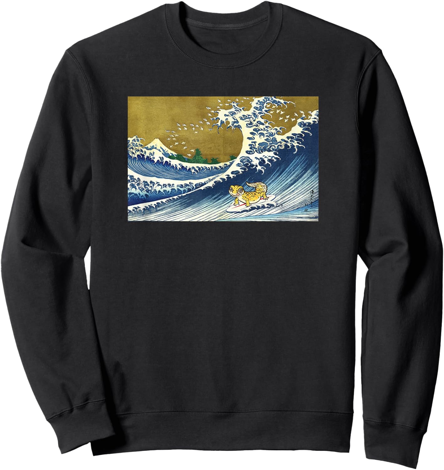 Cute Kids Retro Vintage Reptile Surfing Leopard Gecko Lover Sweatshirt - Sweatshirt | Black