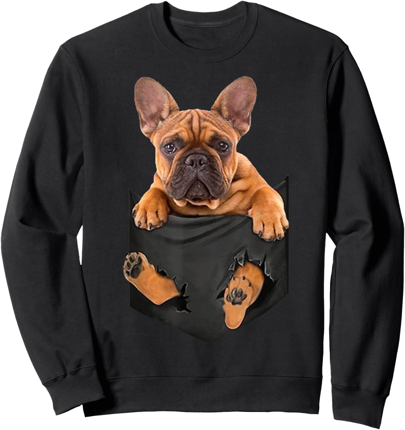French Bulldog In a Pocket Mid T Shirt, Dog Inside Me Sweatshirt - Sweatshirt | Black