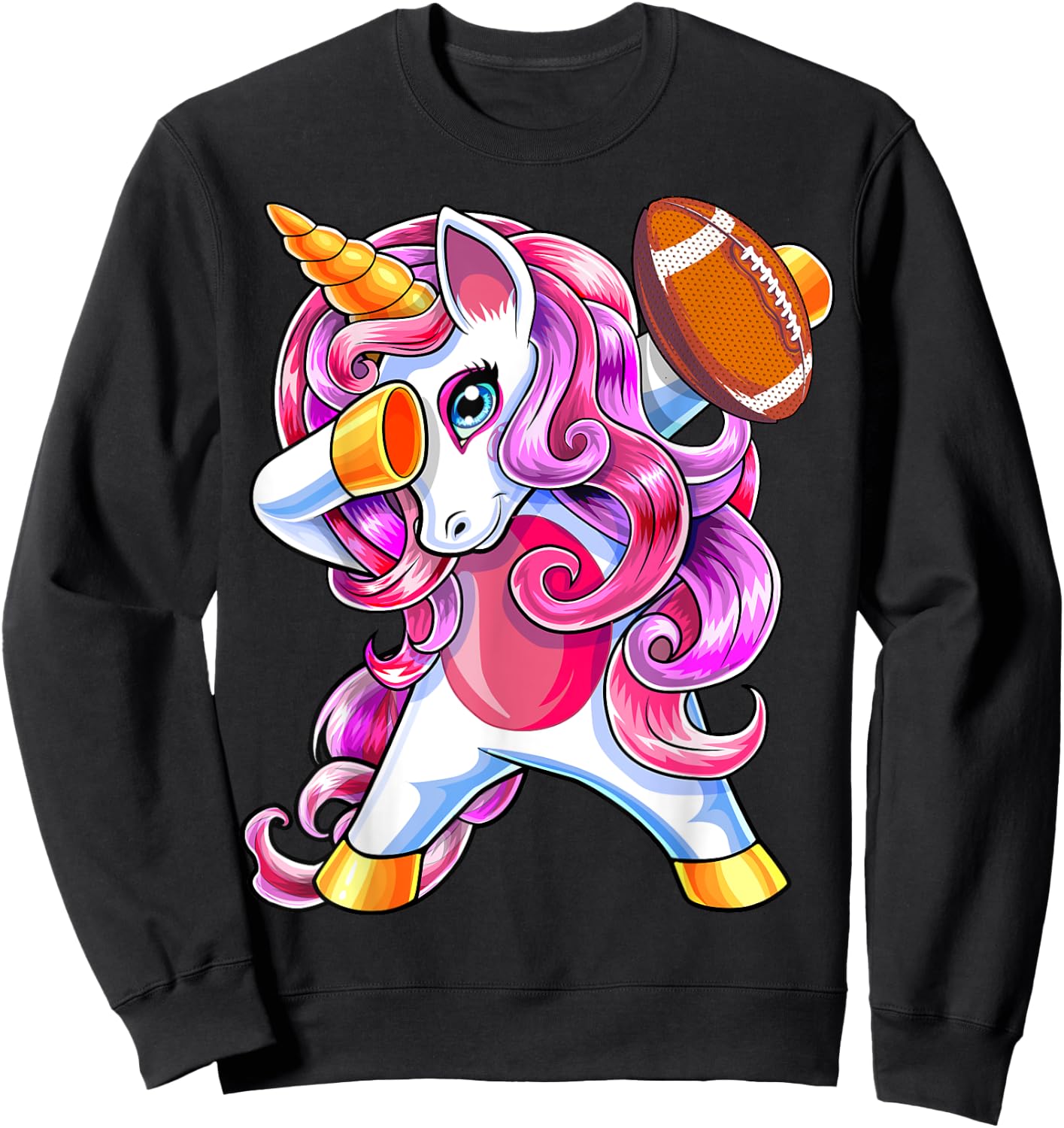 Dabbing Unicorn Football Shirt Unicorn Football Gift Girls Sweatshirt - Sweatshirt | Black
