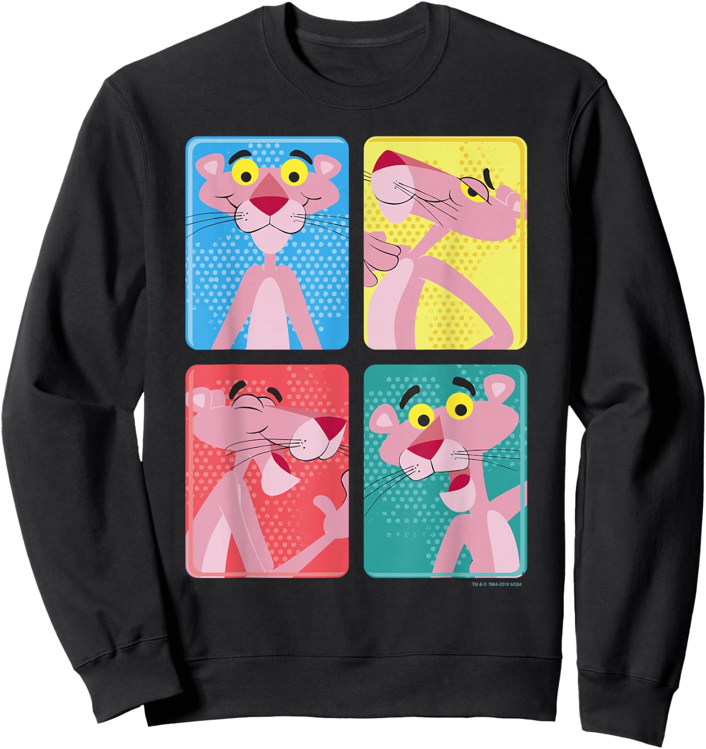 Pink Panther Colorful Portrait Pose Panels Sweatshirt - Sweatshirt | Black