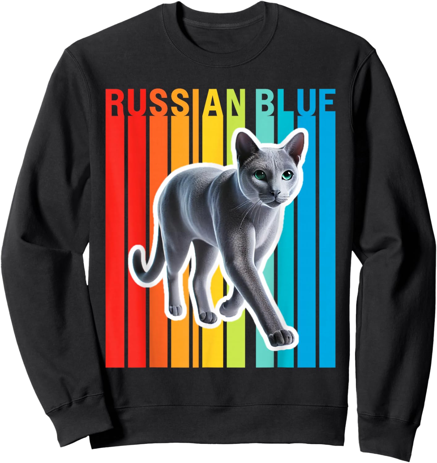 Russian Blue Cat Colorful Sweatshirt - Sweatshirt | Black