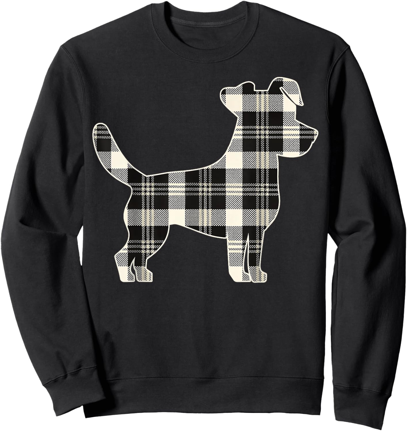 Jack Russell Terrier Vintage White & Black Christmas Buffalo Sweatshirt - Sweatshirt | Black