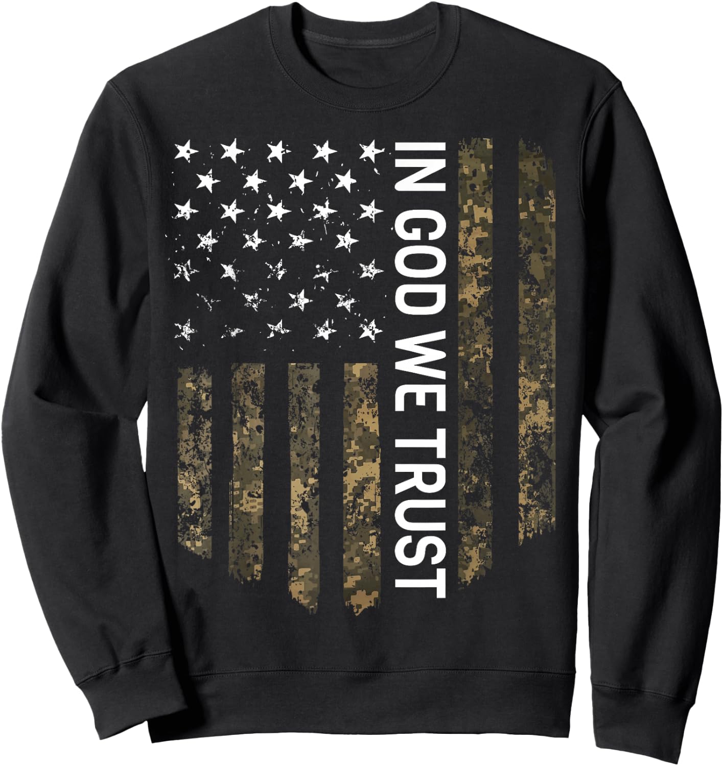 Patriotic American Flag Camo In God We Trust USA Patriot Sweatshirt - Sweatshirt | Black