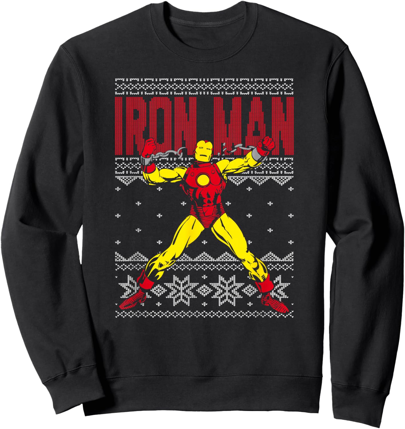 Marvel Iron Man Retro Ugly Sweater Christmas Graphic Sweatshirt - Sweatshirt | Black