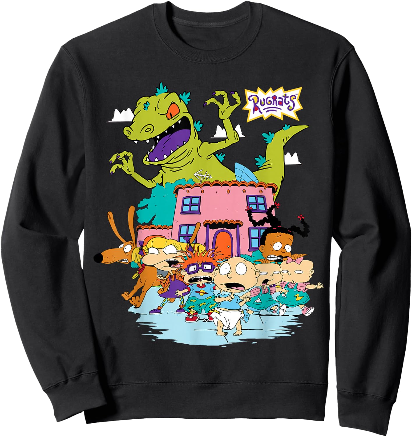 Rugrats Running Away from Reptar Sweatshirt - Sweatshirt | Black
