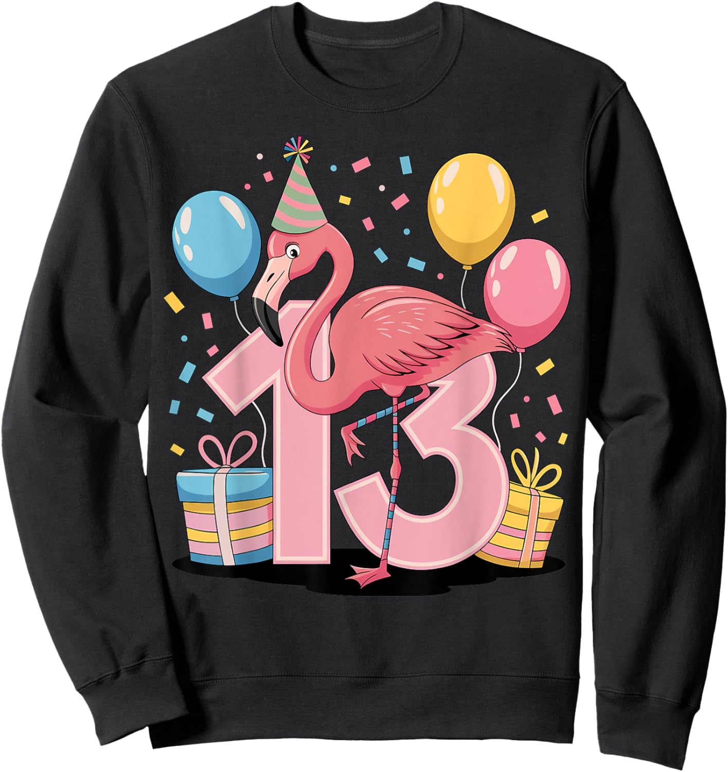 Flamingo 13th birthday boy girl 13 years old Flamingo Sweatshirt - Sweatshirt | Black