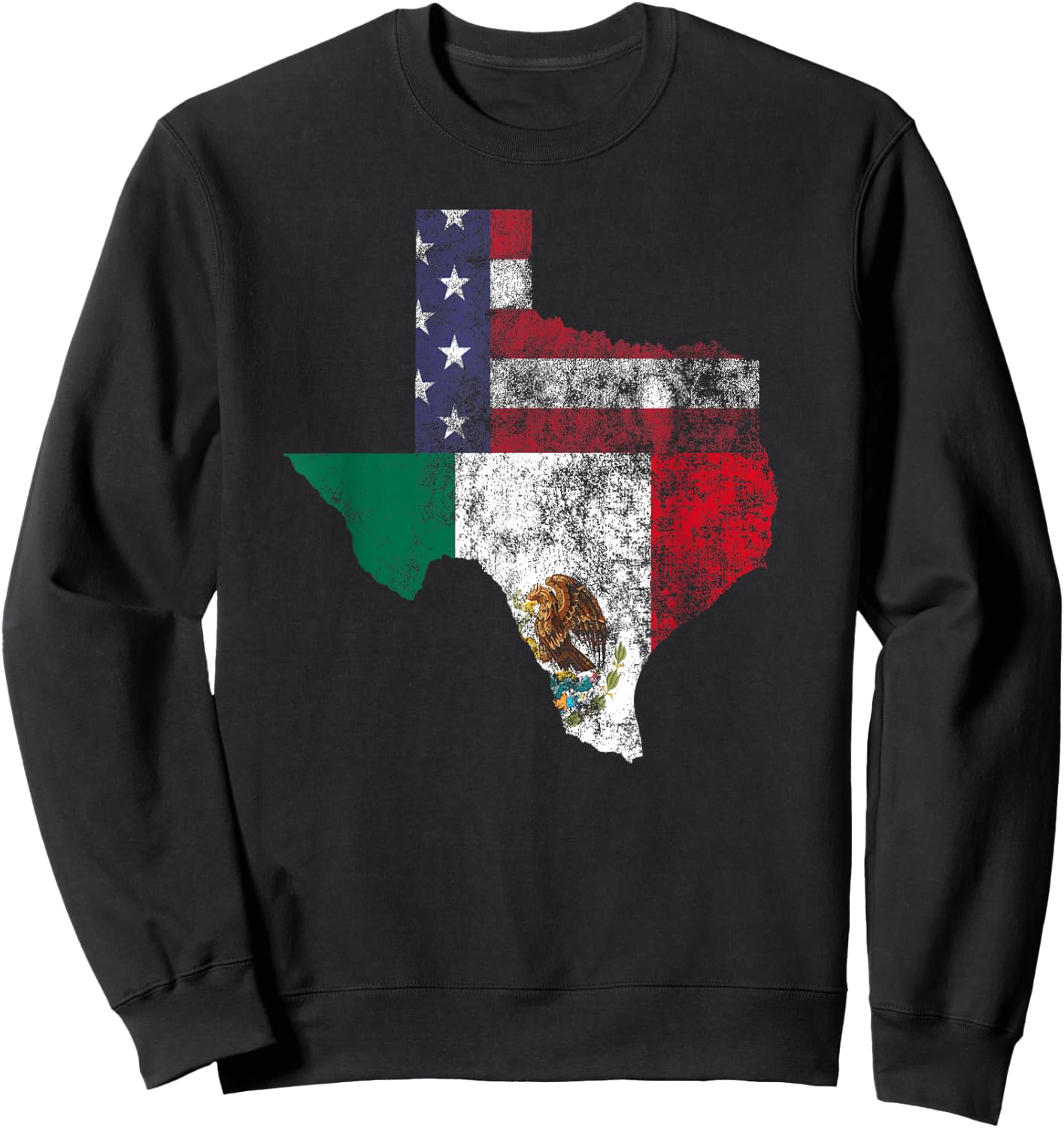 Texas Mexico American Flag Cinco De Mayo Mexican T Shirt Sweatshirt - Sweatshirt | Black