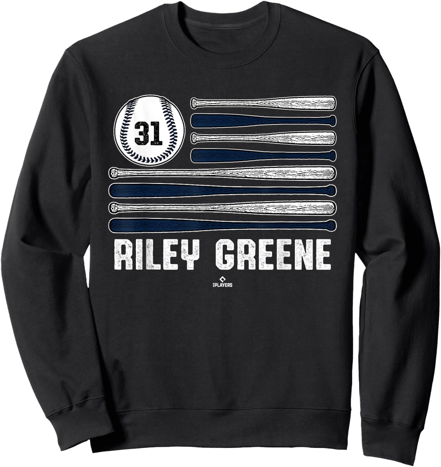Baseball American Flag Riley Greene Detroit Baseball MLBPA Sweatshirt - Sweatshirt | Black
