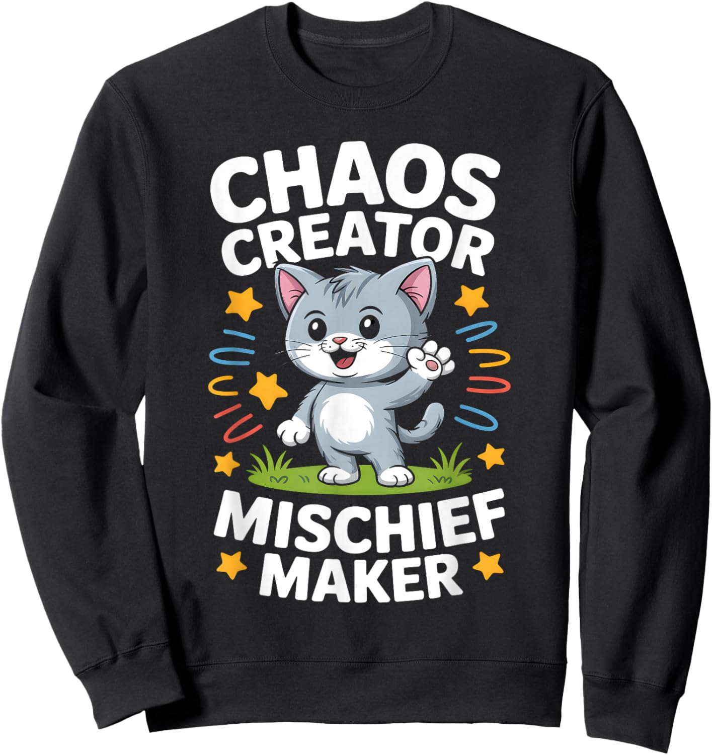 Funny Kitten Cat Kids Get Into Mischief Children Boys Girl Sweatshirt - Sweatshirt | Black