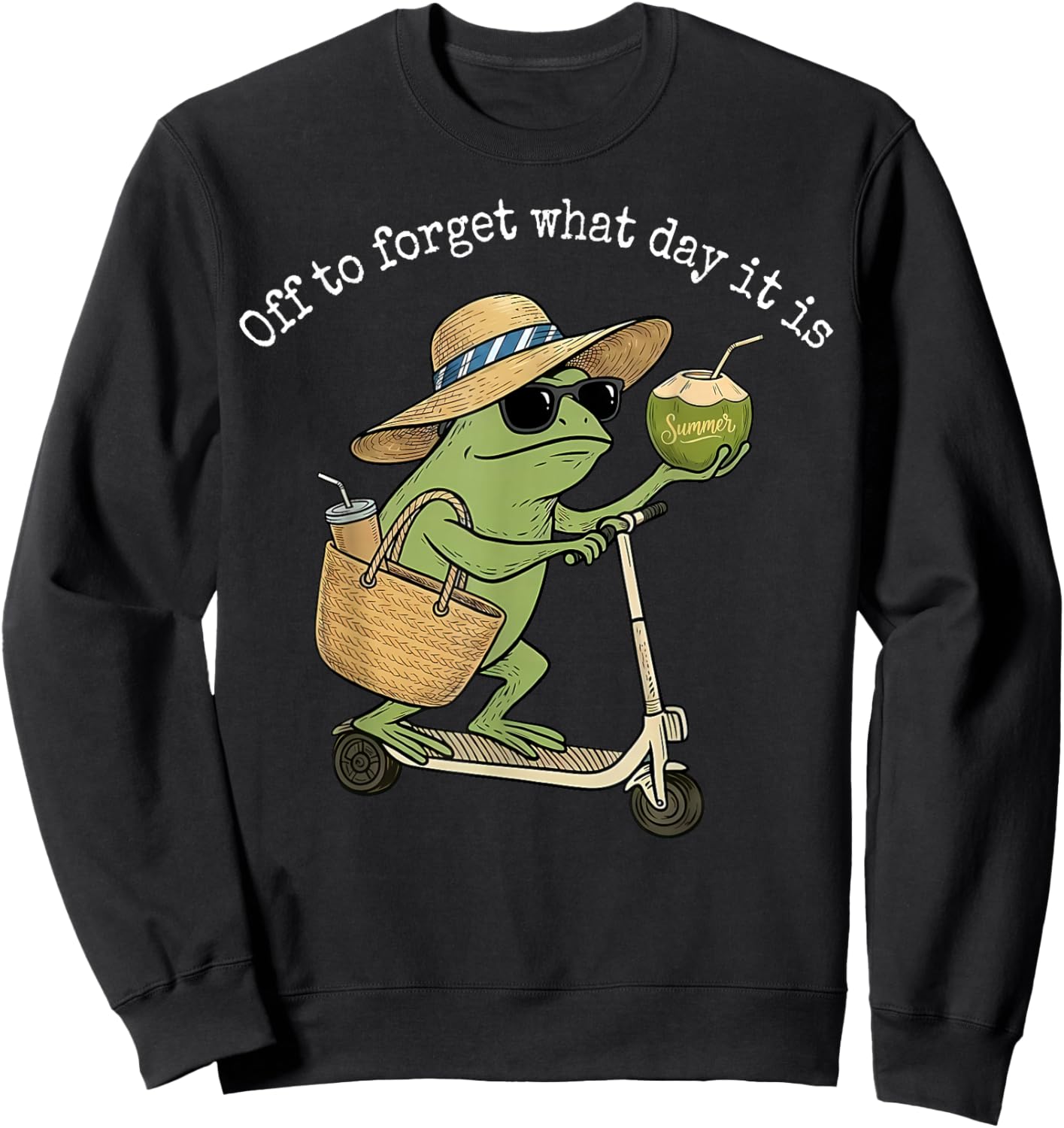 Off to Forget What Day It is Teacher Frog Scooter Last Day Sweatshirt - Sweatshirt | Black