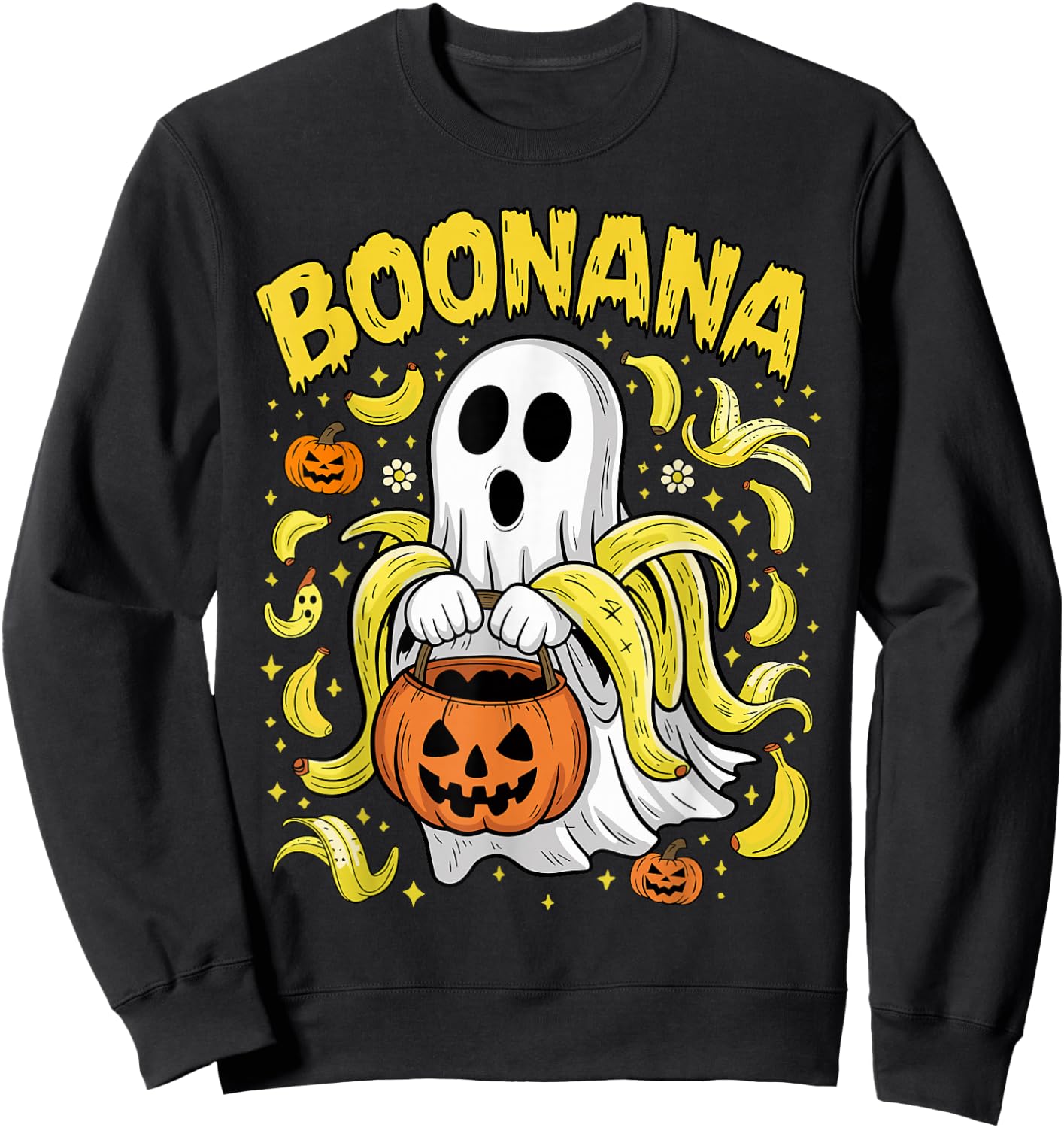 Boonana Cute Ghost Banana Ghost Food Halloween Costume Sweatshirt - Sweatshirt | Black
