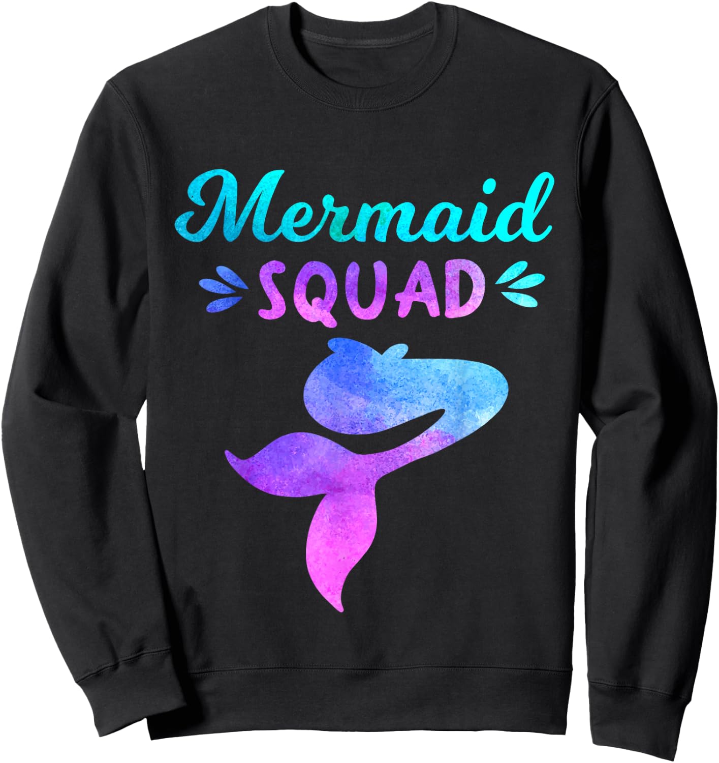 Mermaid Squad, Cute Matching Family Birthday Party Sweatshirt - Sweatshirt | Black