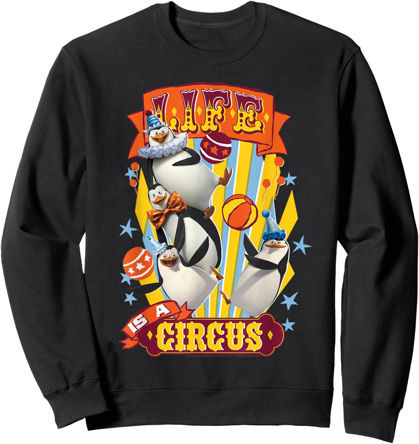 Madagascar Penguin's Life Is a Circus Tex Poster Sweatshirt - Sweatshirt | Black