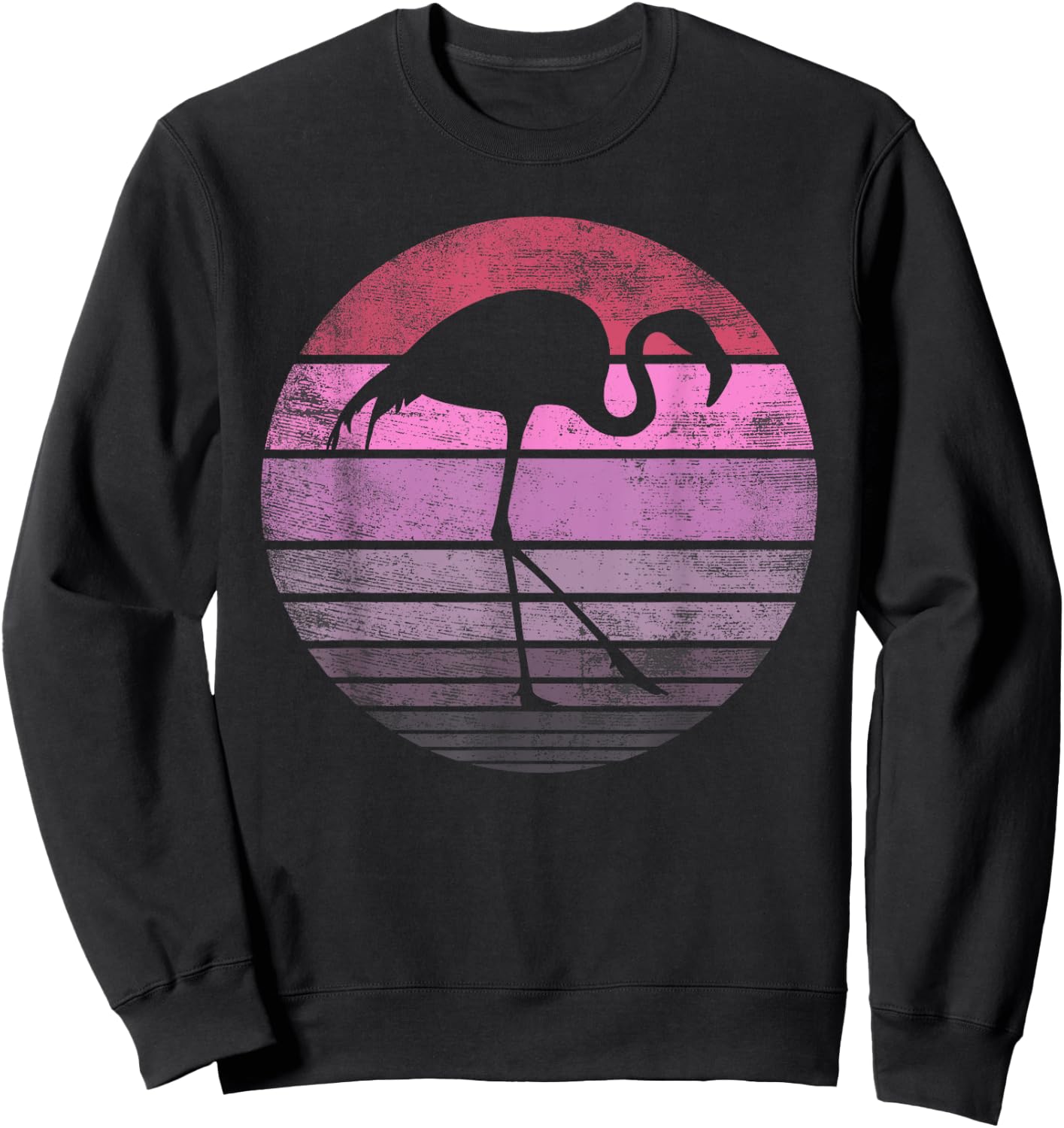 Pink Flamingo Lover Gifts Bird Vintage Animal Silhouette Sweatshirt - Sweatshirt | Black