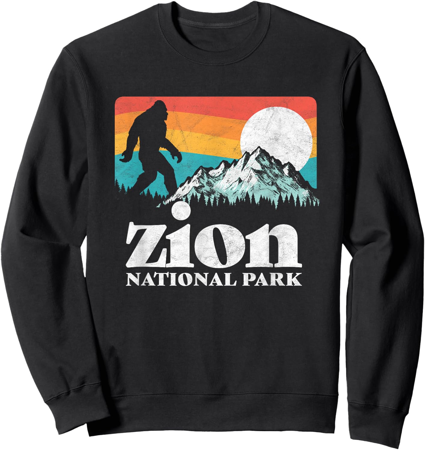 Zion National Park Utah Bigfoot Mountains Sweatshirt - Sweatshirt | Black