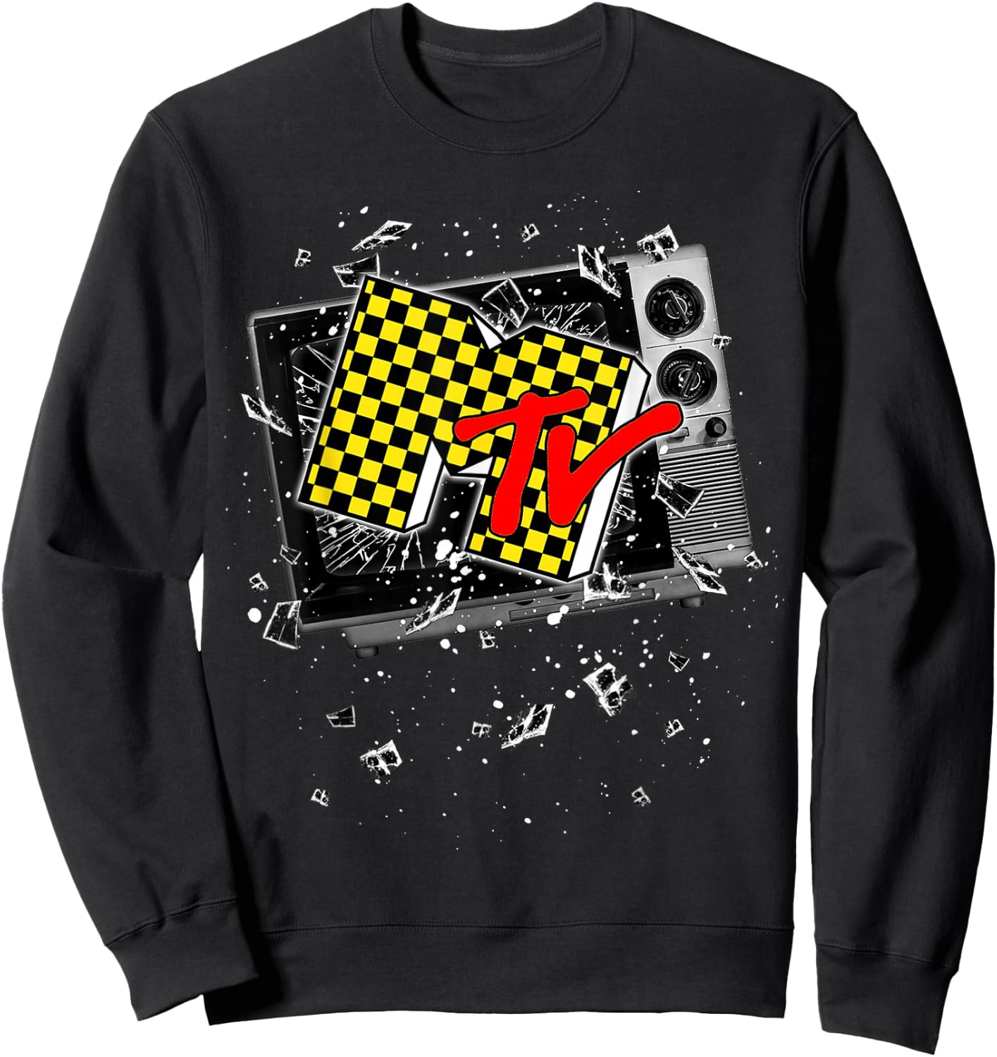 MTV Checker Board Breaking Tv Sweatshirt - Sweatshirt | Black