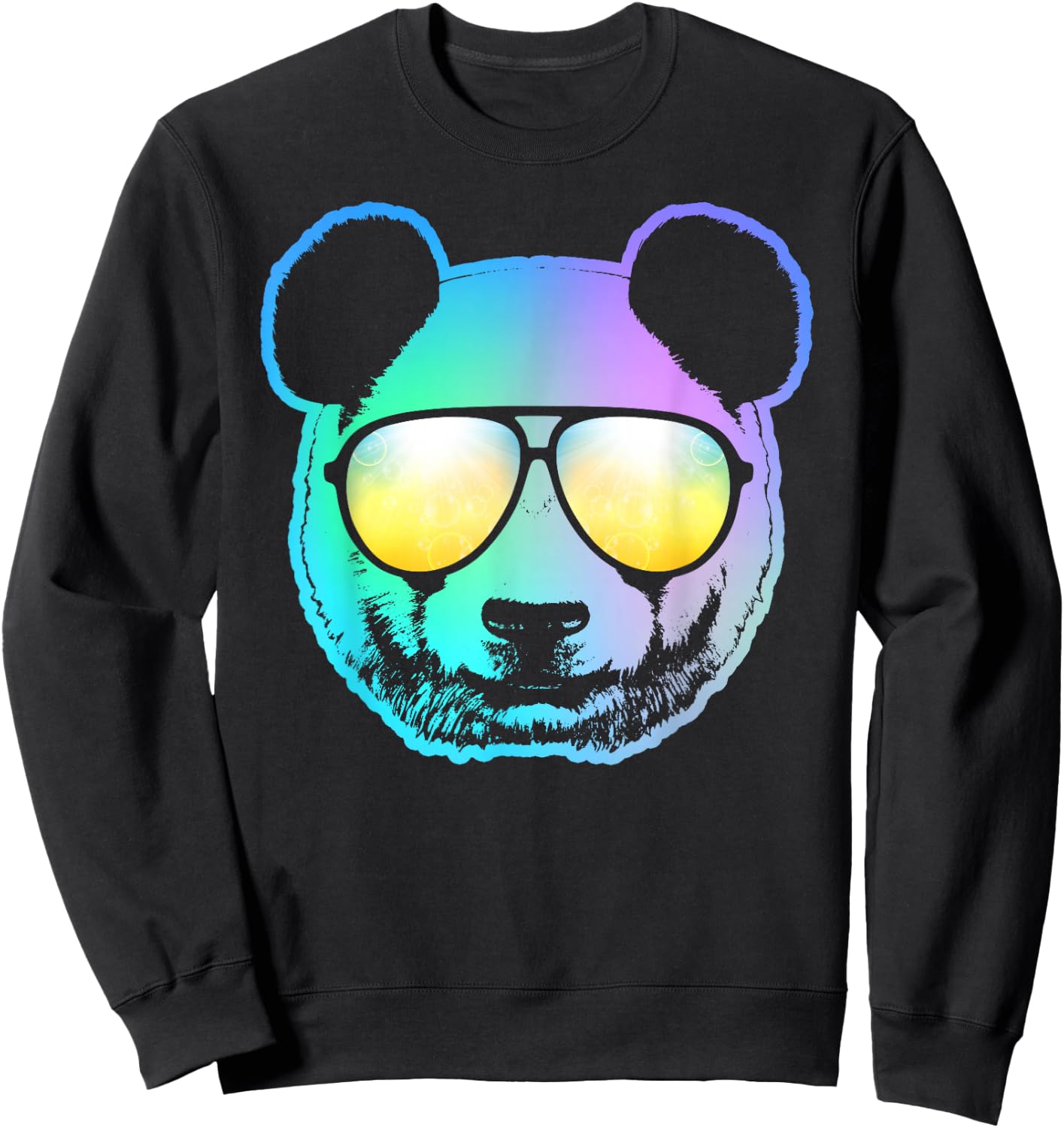 Panda Neon Bear Face Sweatshirt - Sweatshirt | Black