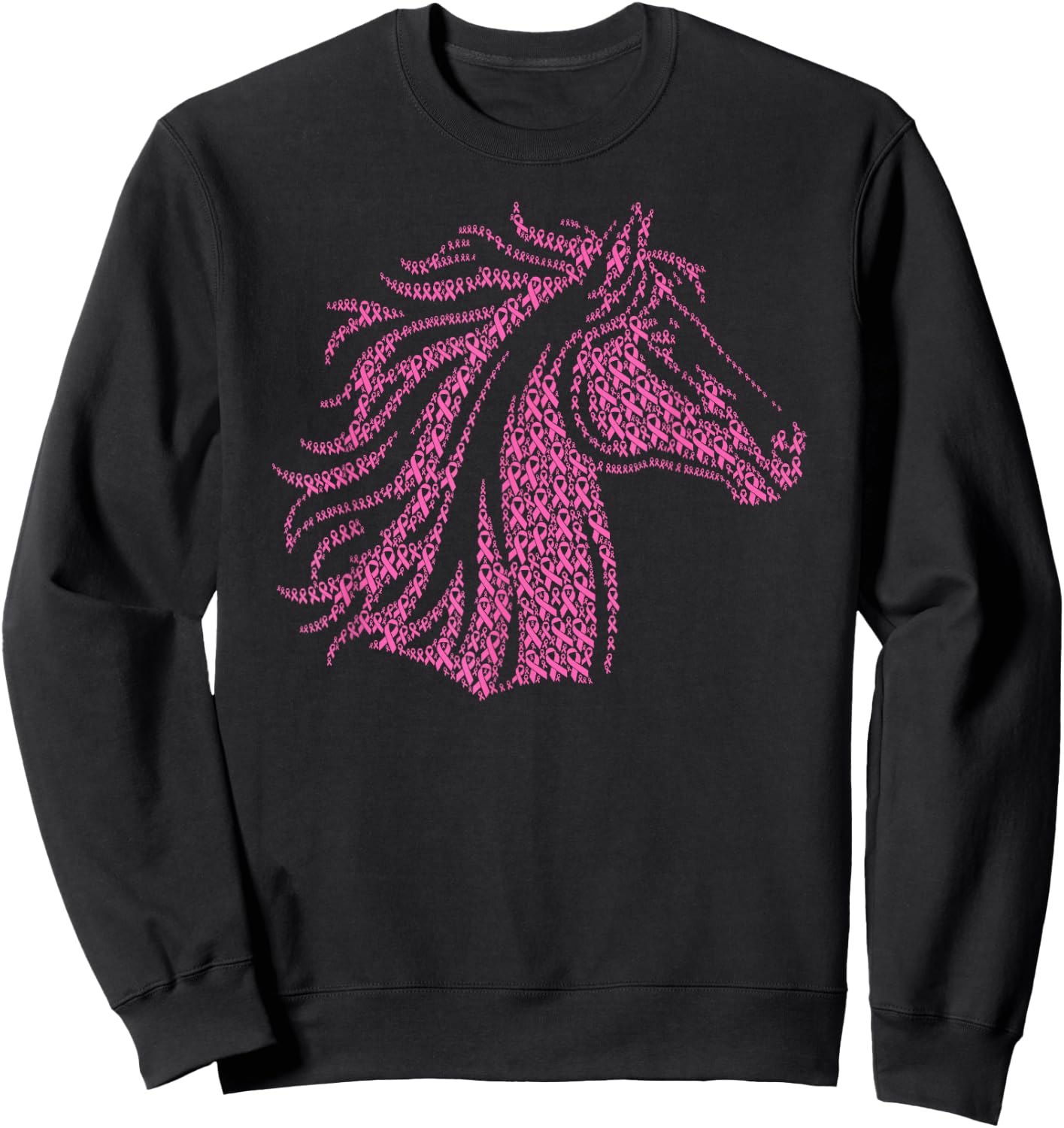 Breast Cancer Awareness Pink Ribbon & Survivor - Horse Sweatshirt - Sweatshirt | Black
