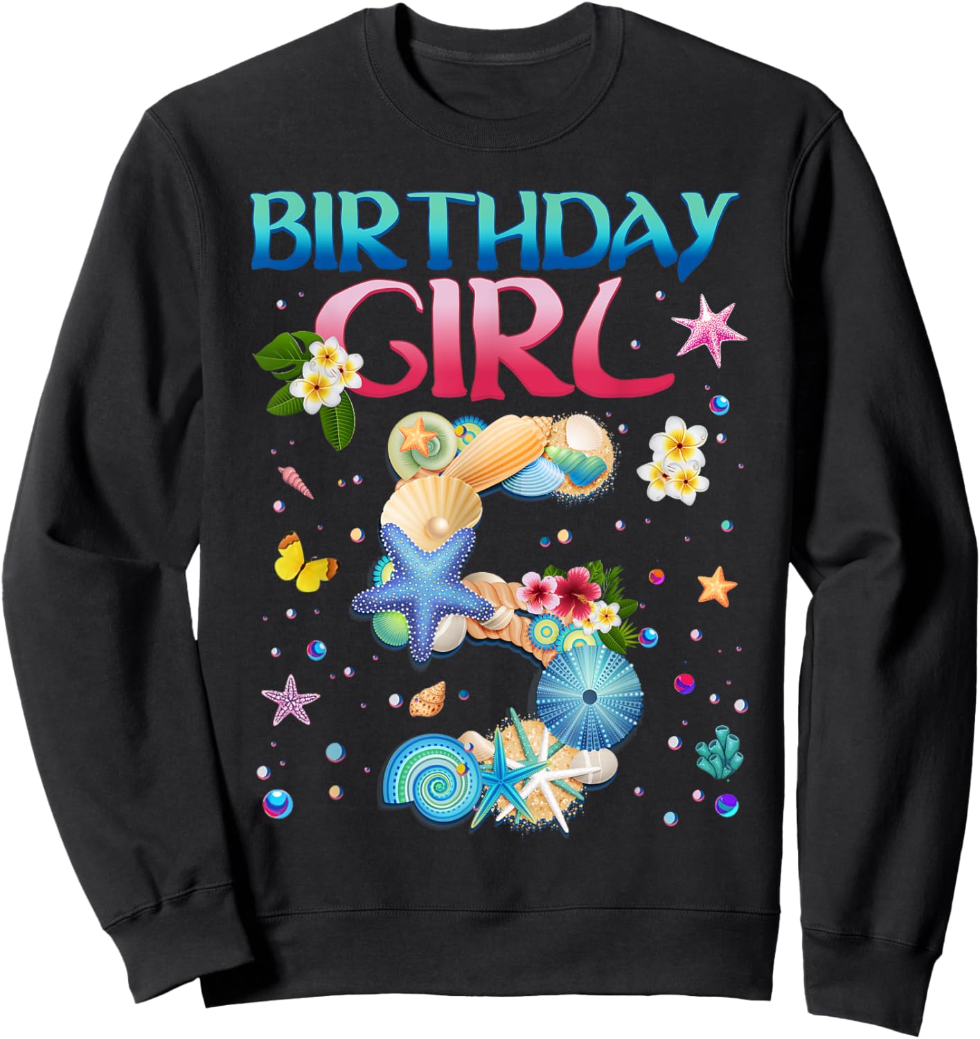 5 Years Old Birthday Girl Adventures In Oceania 5th Birthday Sweatshirt - Sweatshirt | Black
