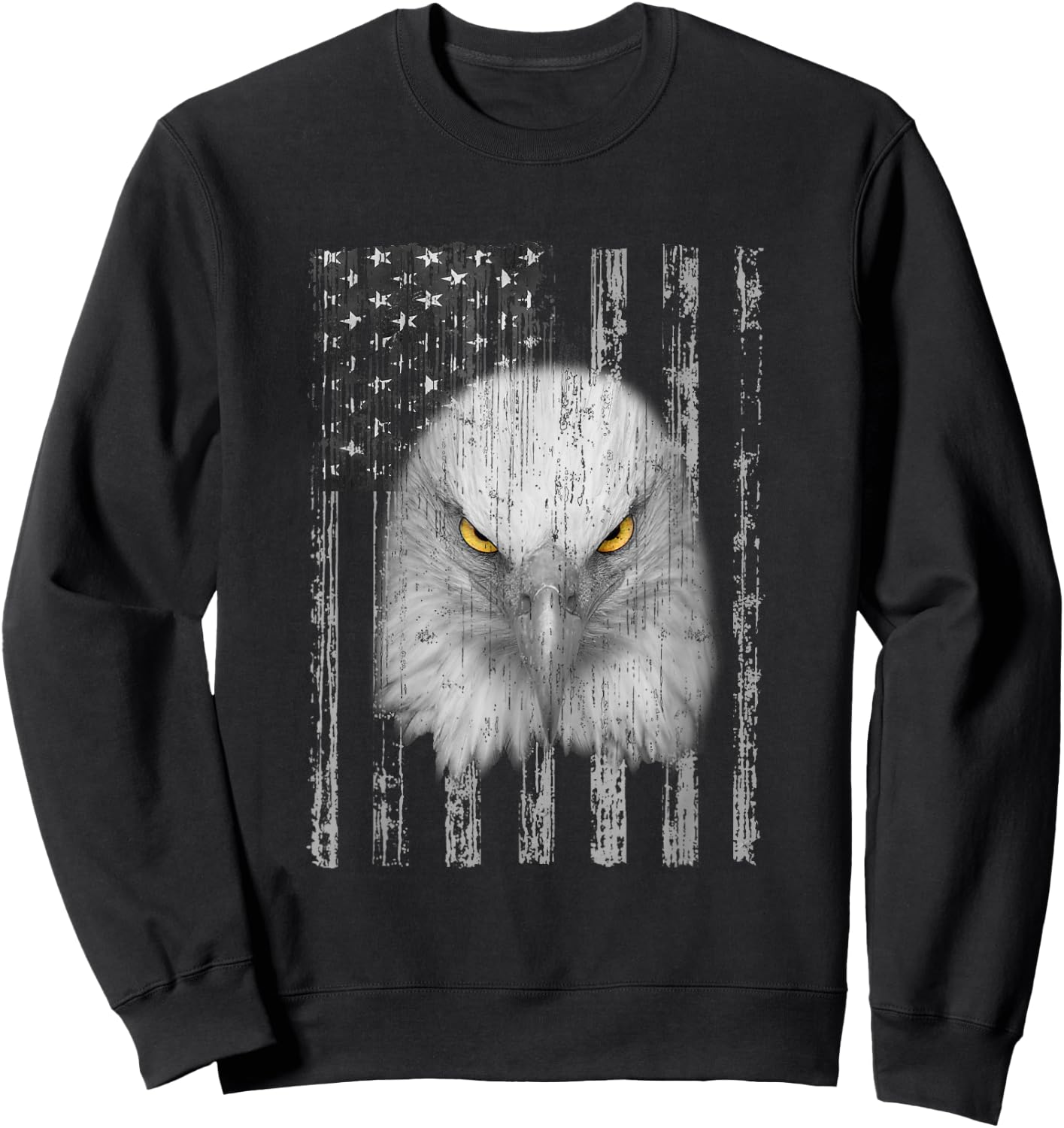 USA Flag with American Bald Eagle Eyes Shirt Patriotic Sweatshirt - Sweatshirt | Black