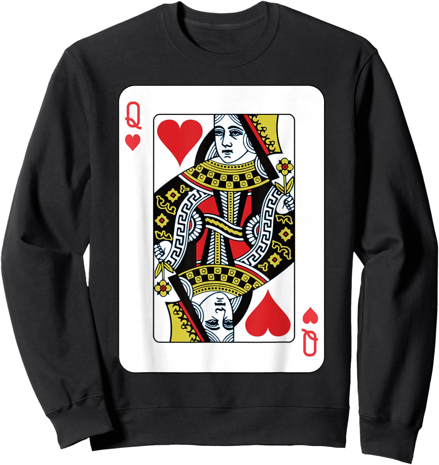 Queen of the Hearts Playing Card Poker Sweatshirt - Sweatshirt | Black