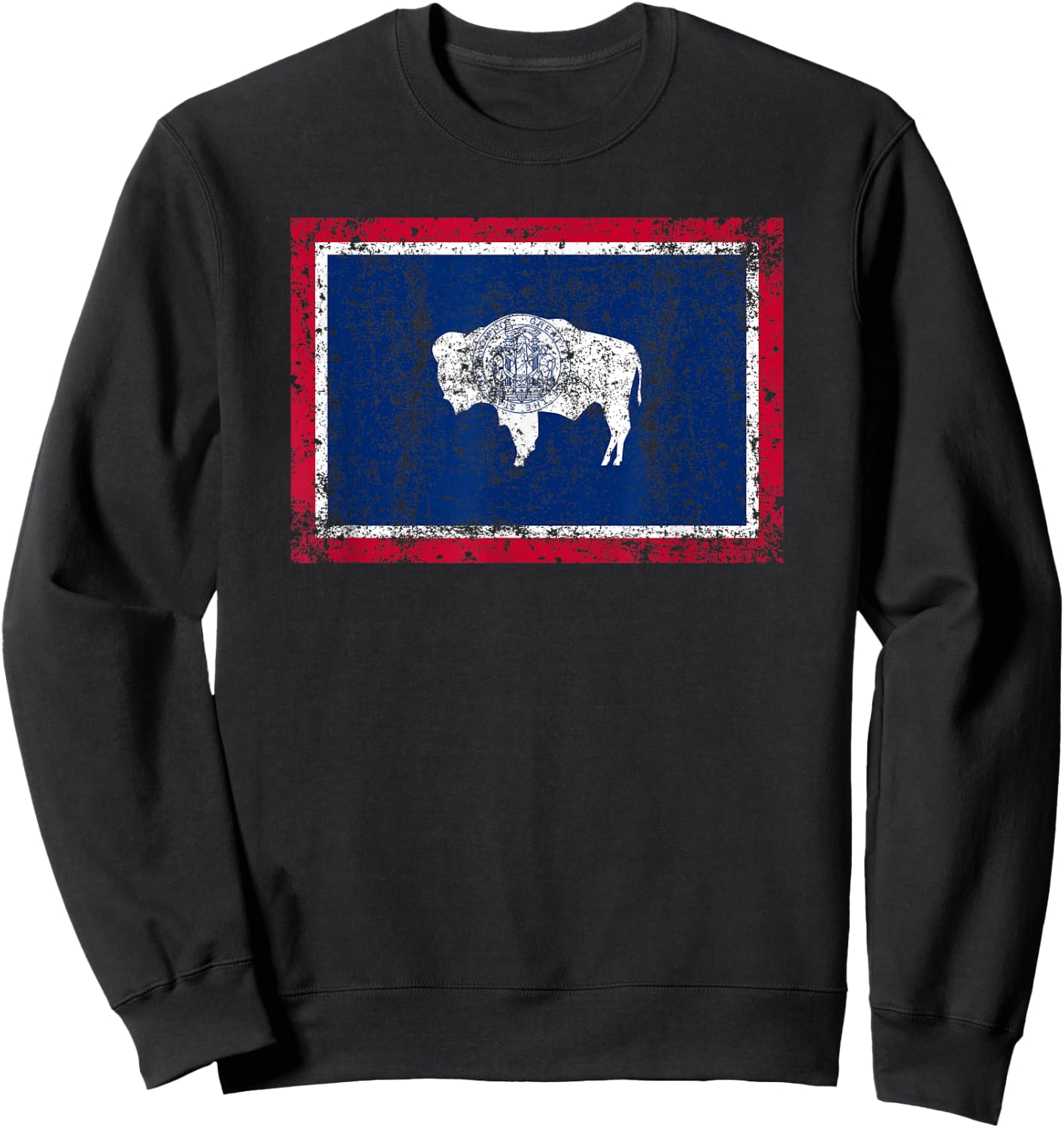 State of Wyoming Flag Fun Vintage Retro Fall Hiking Gift Dad Sweatshirt - Sweatshirt | Black