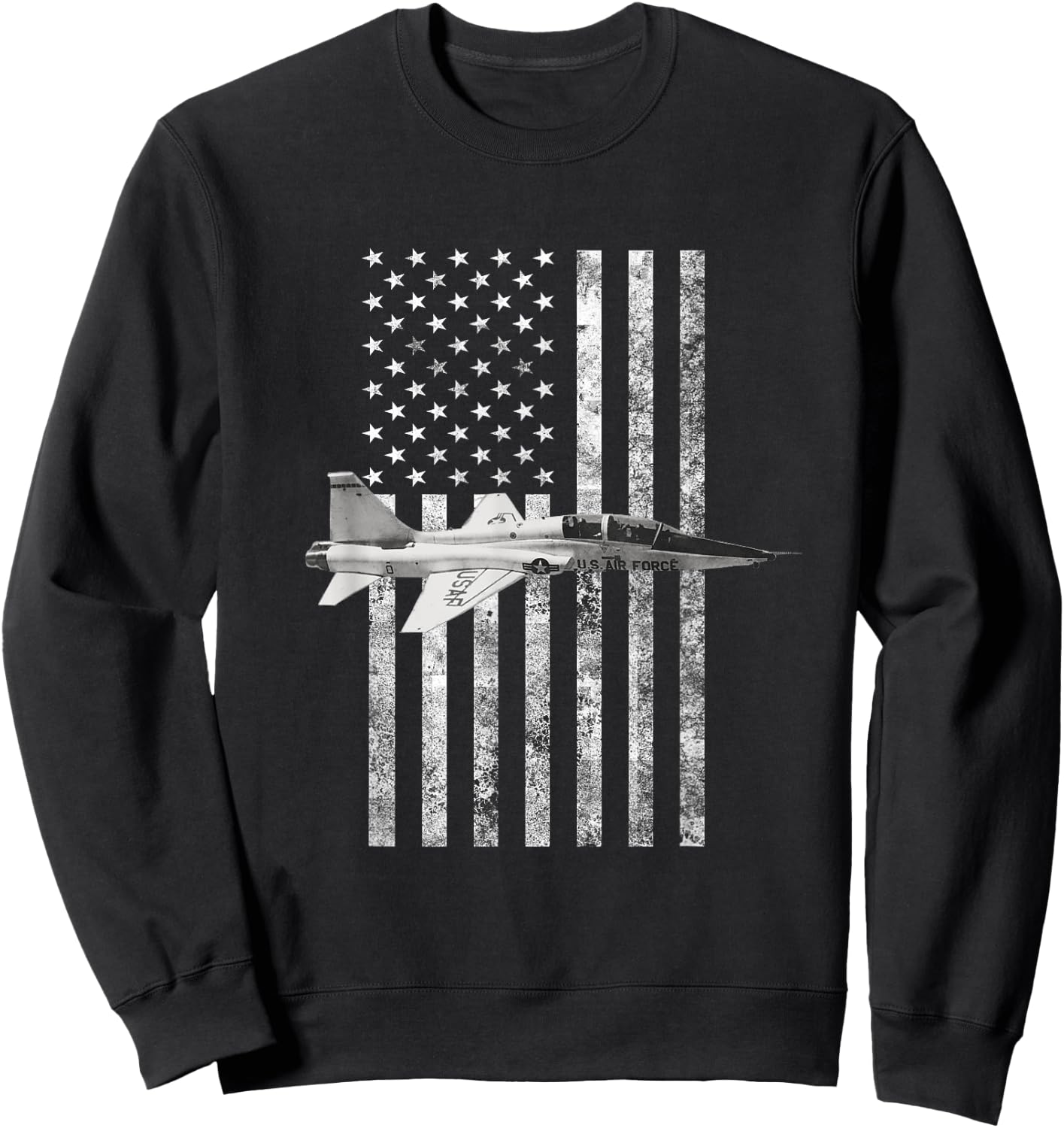 T-38 Talon American USA Flag - Military Women Kids Men Sweatshirt - Sweatshirt | Black