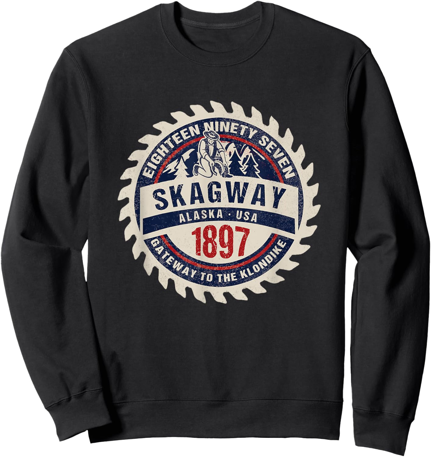 Skagway Alaska Historic Gold Rush Town Vacation Souvenir Sweatshirt - Sweatshirt | Black