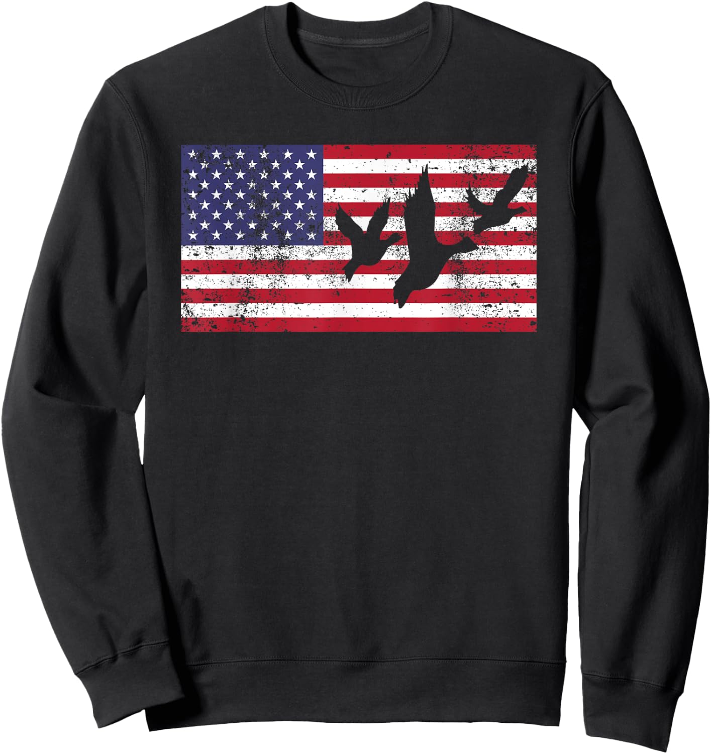 Duck Hunting Shirt American Flag USA 4th of July Gift Sweatshirt - Sweatshirt | Black