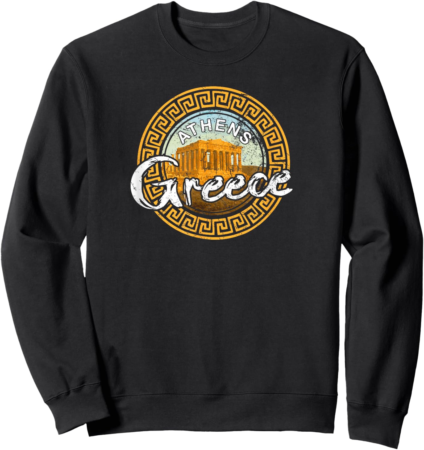 Greece Athens Parthenon Acropolis Vintage Greek T Shirt Sweatshirt - Sweatshirt | Black