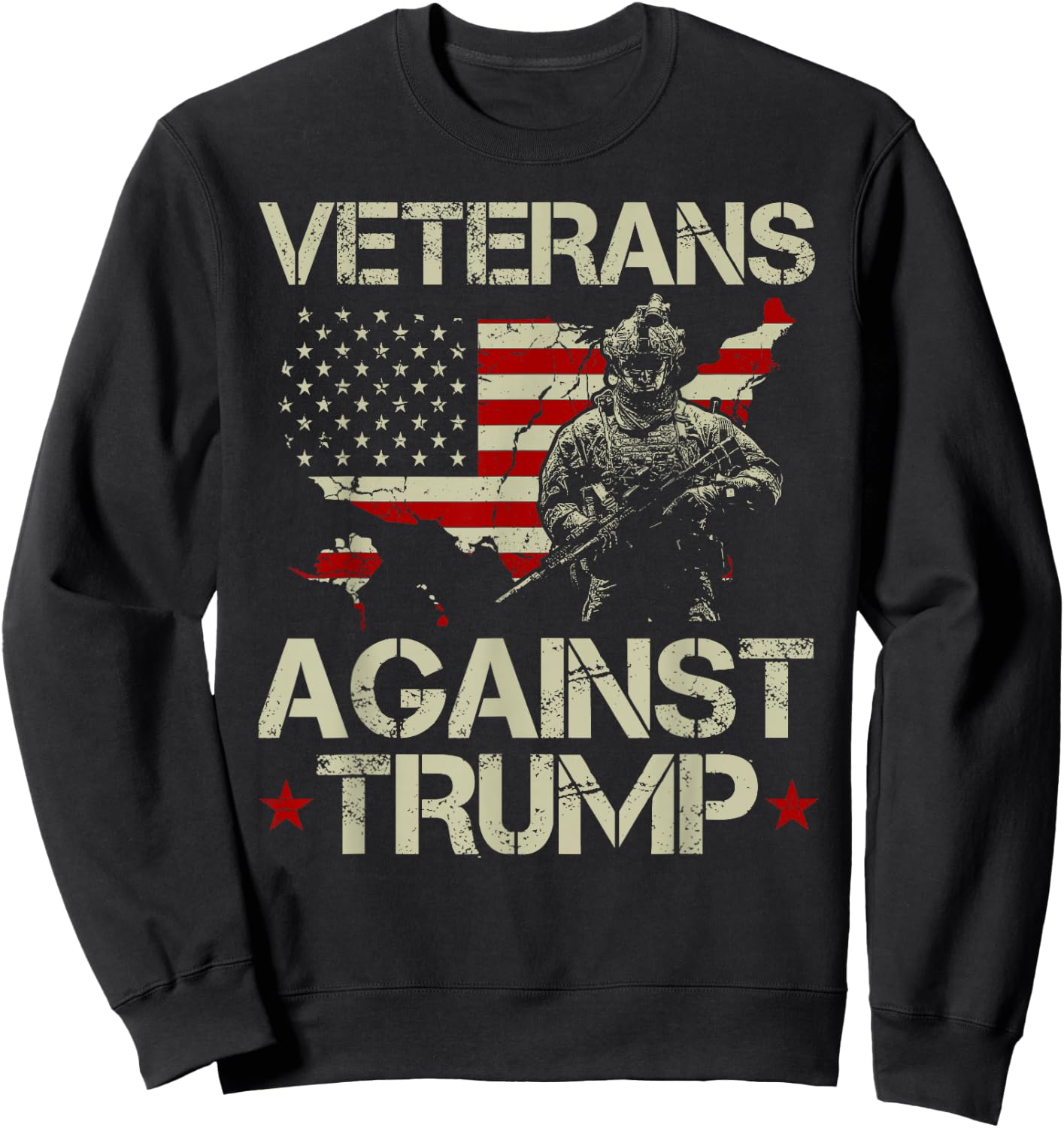 Veterans Against Donald Trump American Flag Gift Sweatshirt - Sweatshirt | Black