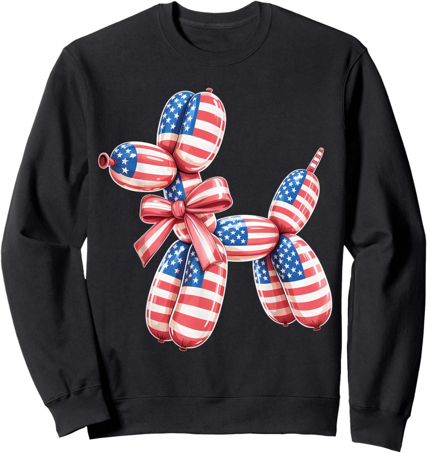 Balloon Dog 4th of July USA Flag American Balloon Artist Sweatshirt - Sweatshirt | Black
