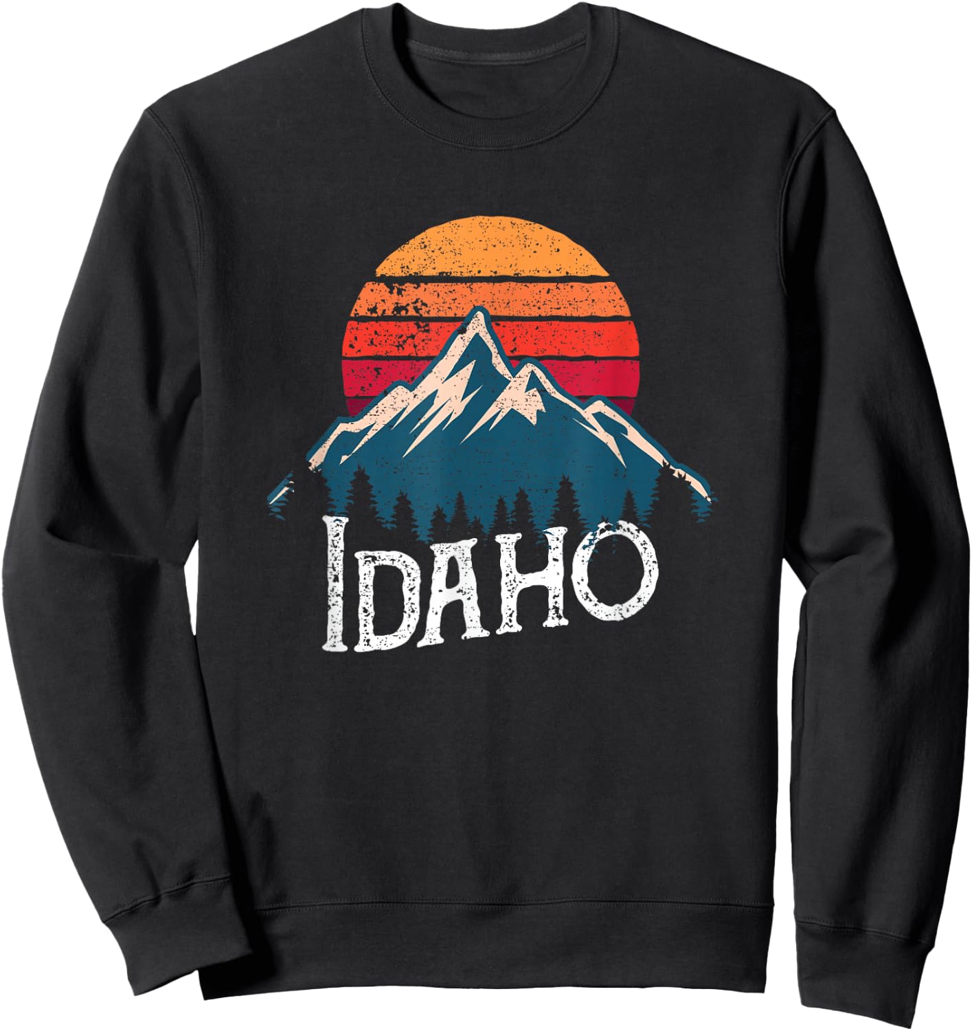 Vintage Idaho ID Mountains Outdoor Wildness Retro Sweatshirt - Sweatshirt | Black