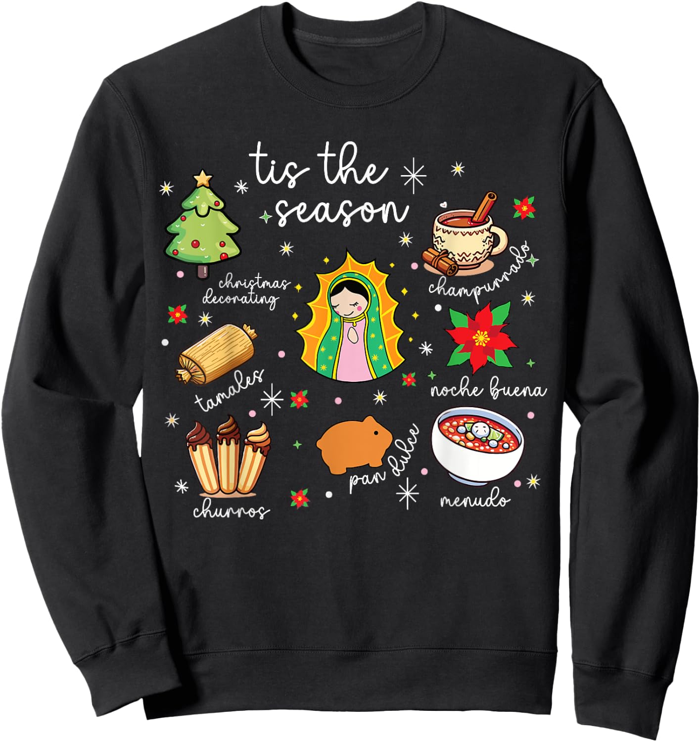 Tis the Season Mexican Christmas Feliz Navidad Xmas Mexican Sweatshirt - Sweatshirt | Black