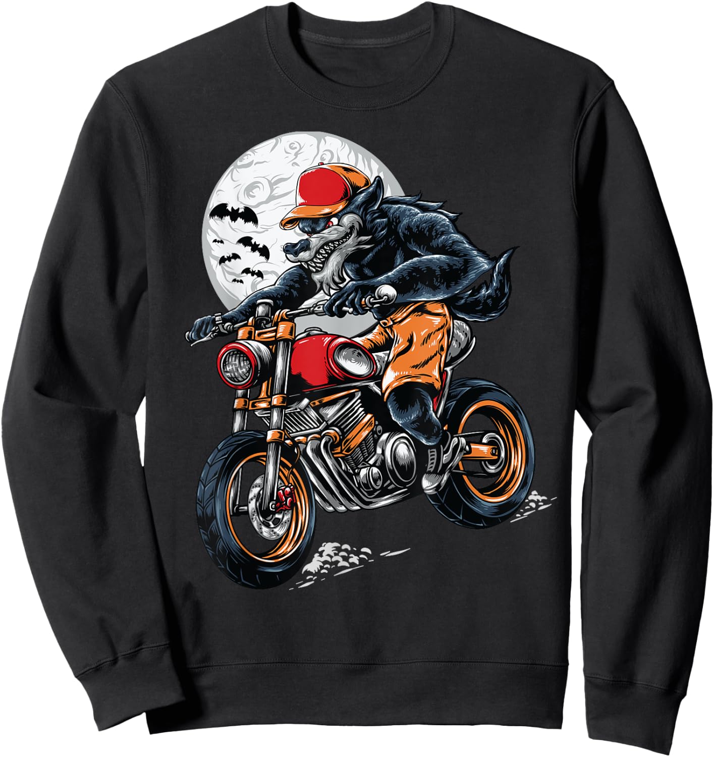 werewolf biker Gift lovers Motorcycle costume Sweatshirt - Sweatshirt | Black