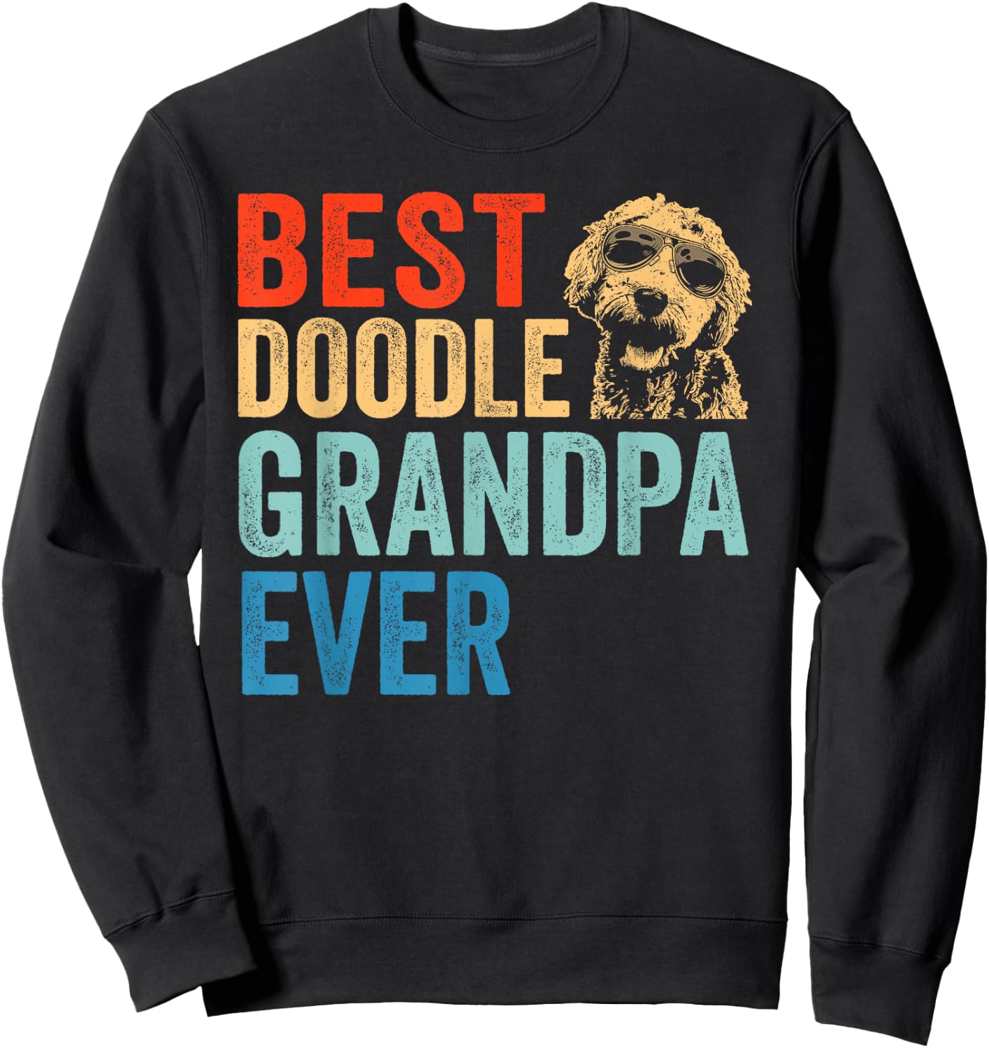 Best Doodle Grandpa Ever Vintage Goldendoodle Gift Sweatshirt - Sweatshirt | Black