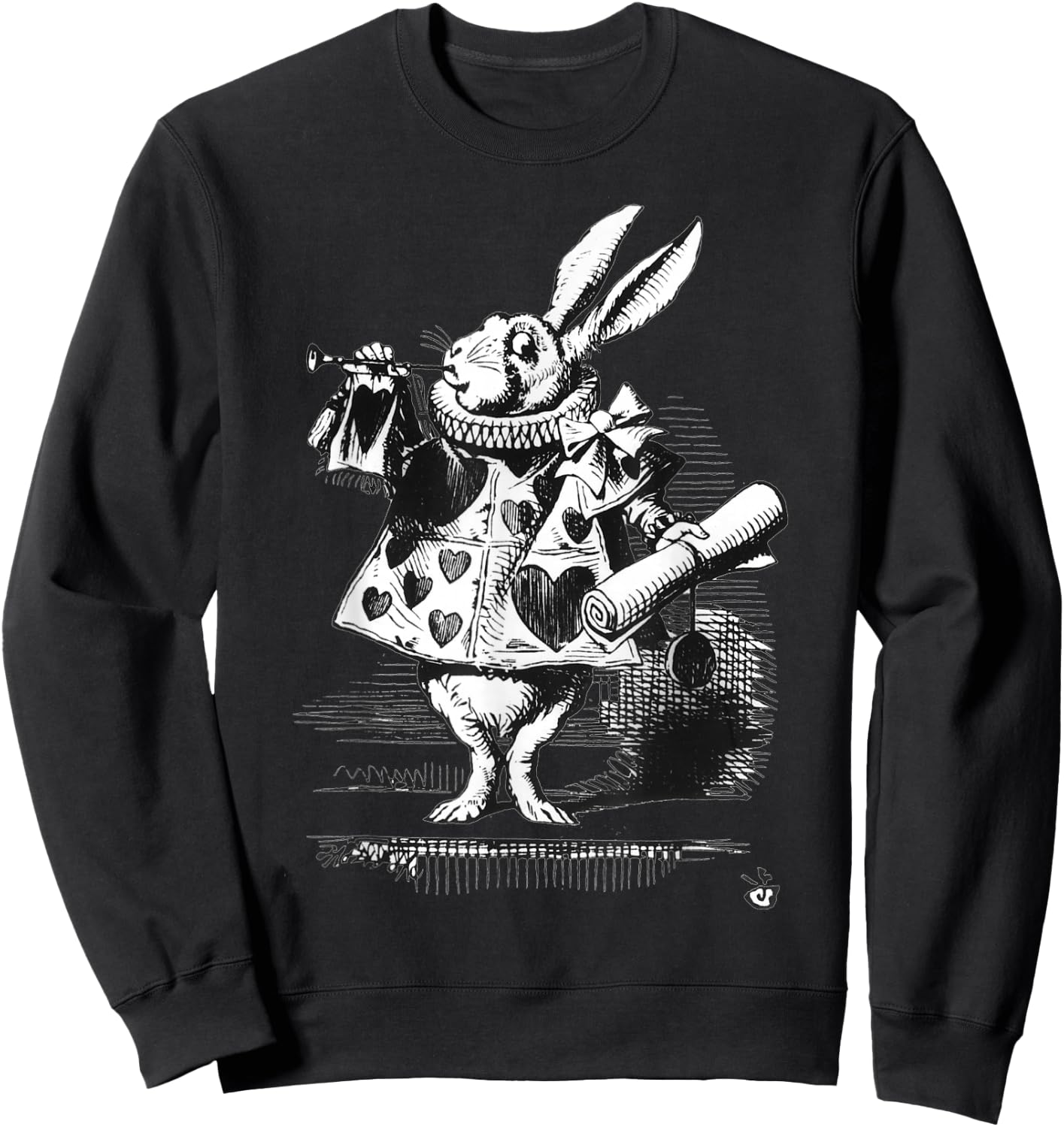 Halloween White Rabbit Alice In Wonderland Gift Bunny Sweatshirt - Sweatshirt | Black