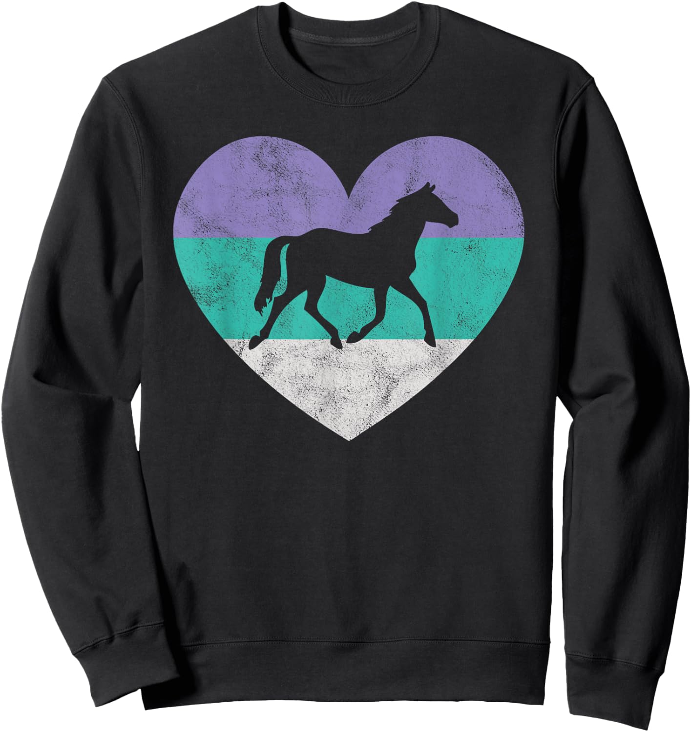 Horse Gift Shirt & Girls Retro Vintage Cute Sweatshirt - Sweatshirt | Black
