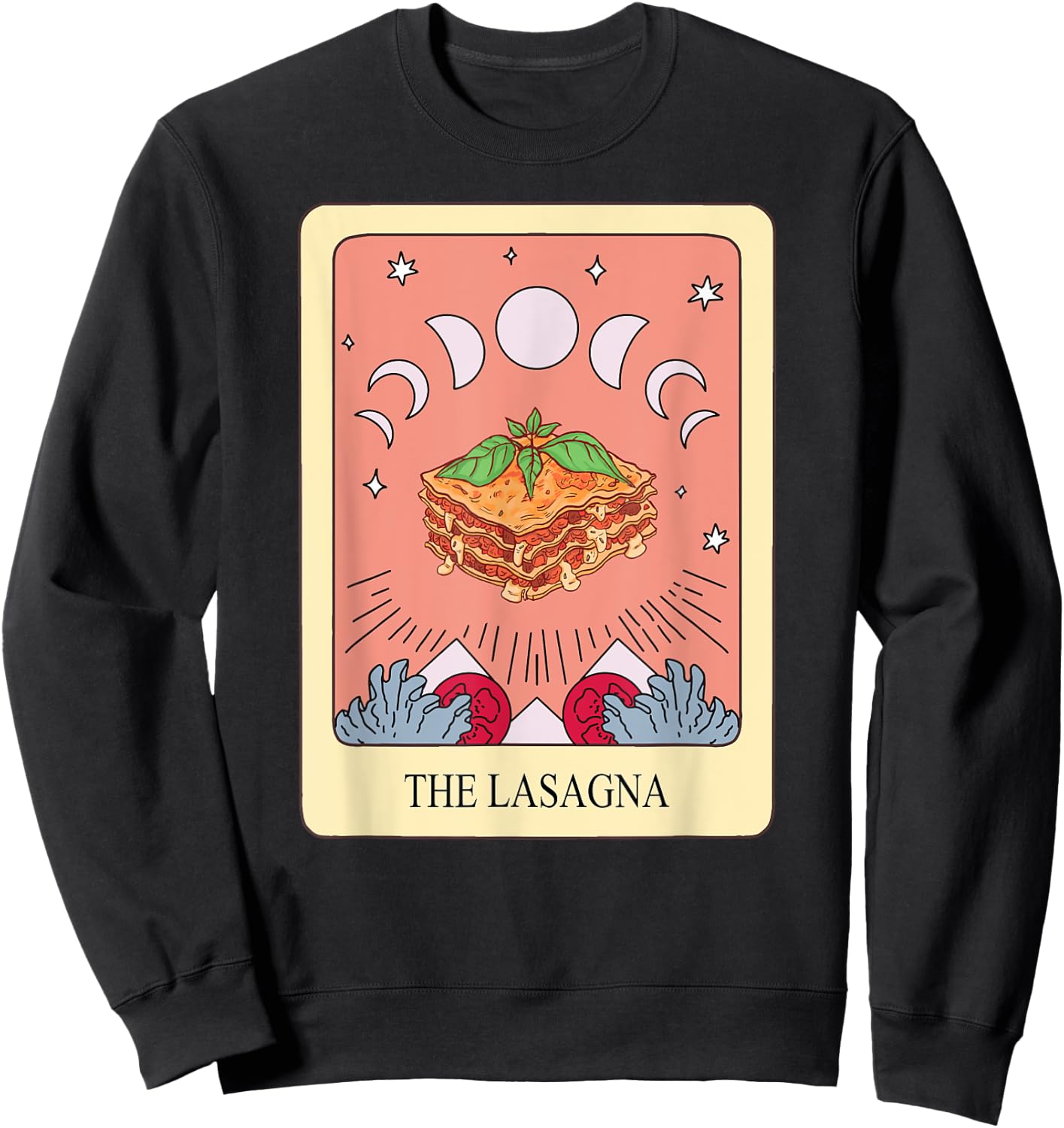 Lasagna Tarot Card Shirt Funny Lasagna Lover Tarot Fan Sweatshirt - Sweatshirt | Black