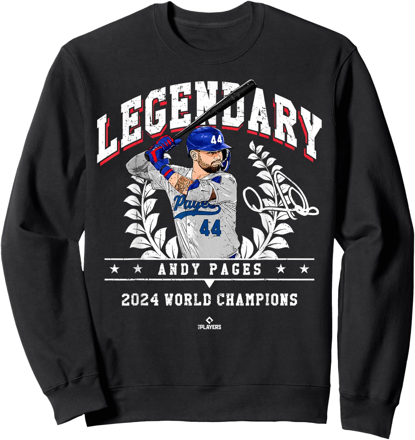 Legendary 2024 World Champions Andy Pages Los Angeles MLBPA Sweatshirt - Sweatshirt | Black