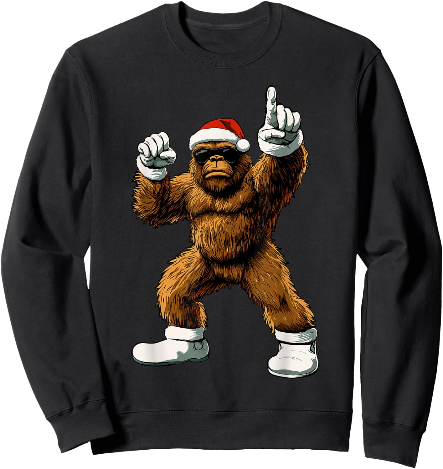 Christmas Funny Bigfoot Santa Kids Boys Men Xmas Sweatshirt - Sweatshirt | Black