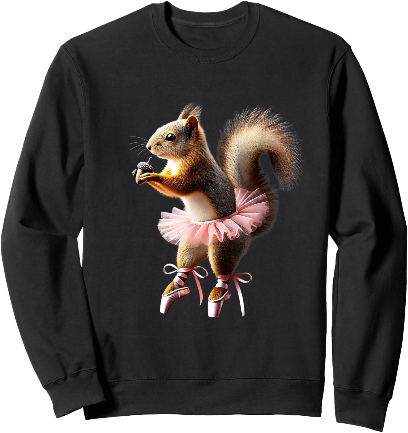 Squirrel Ballerina Ballet Dance Acorns Wildlife Sweatshirt - Sweatshirt | Black