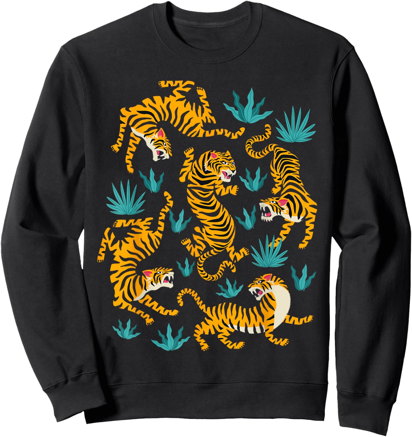 Dancing Tiger Cartoon Graphic Sweatshirt - Sweatshirt | Black