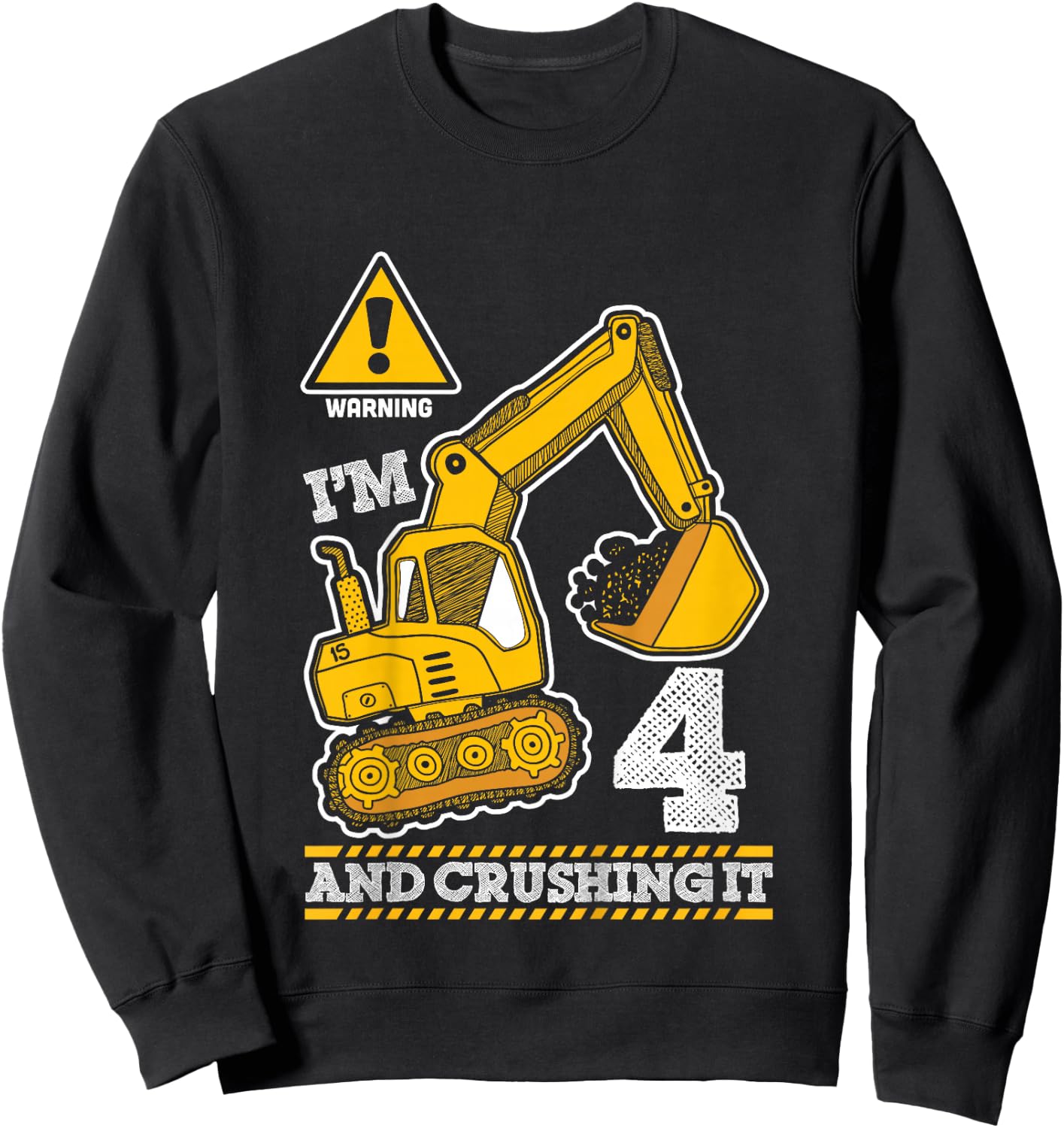 Construction Truck 4th Birthday 4 Years Old Digger Builder Sweatshirt - Sweatshirt | Black