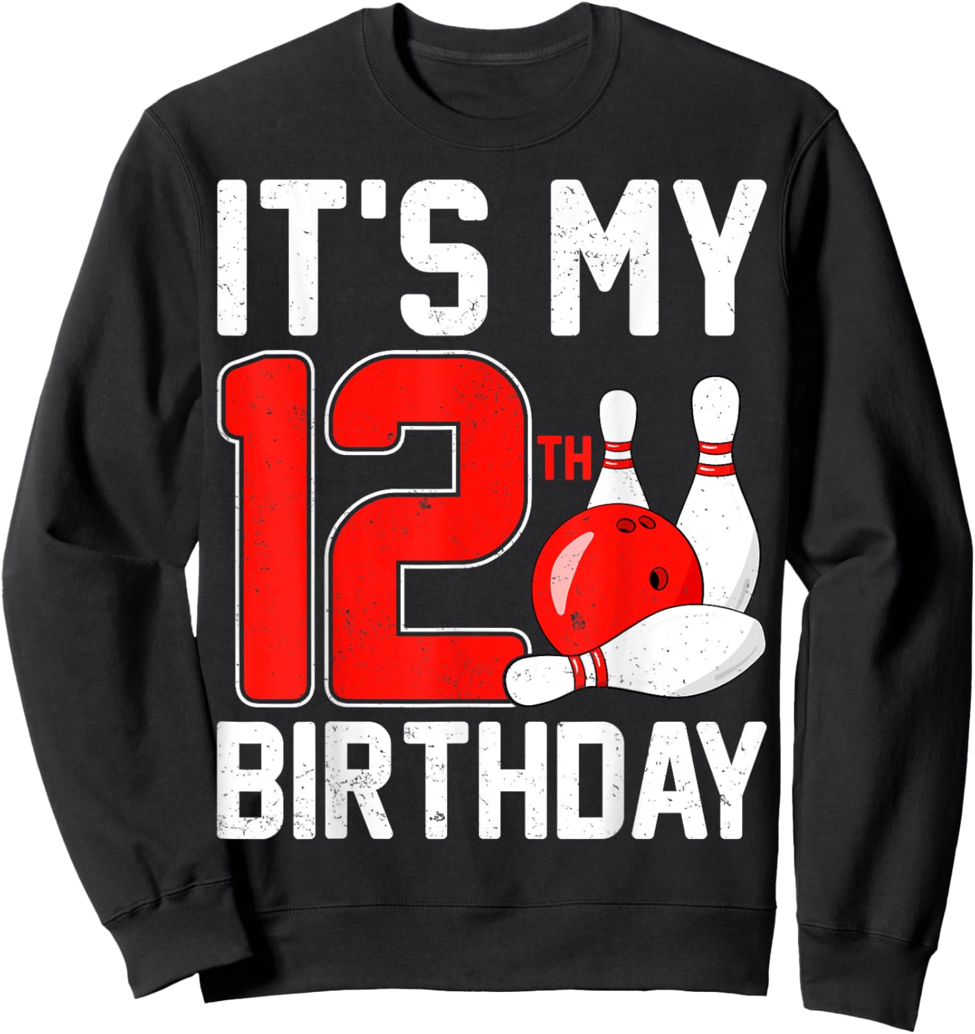 It's My 12th Birthday - 12 Years Old Bowling Bowler Kids Sweatshirt - Sweatshirt | Black