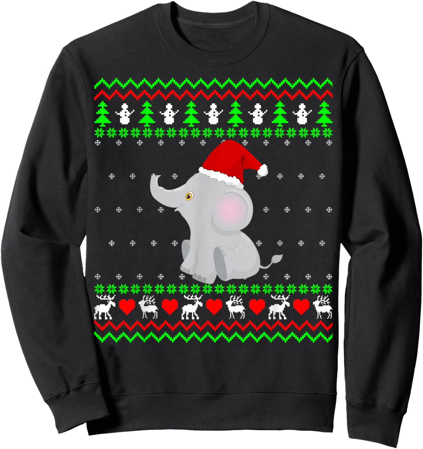 Elephant Ugly Christmas Sweater Sweatshirt - Sweatshirt | Black