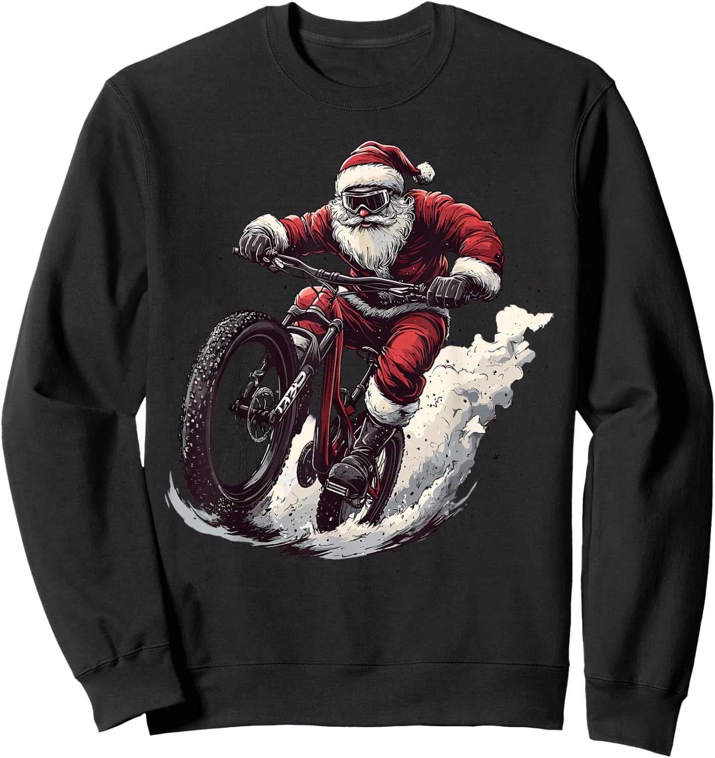 Funny BMX Lover Christmas Santa Biker Cyclist Xmas Pajama Sweatshirt - Sweatshirt | Black