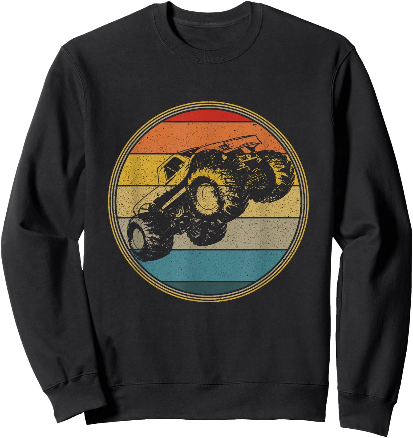 Monster Truck Vintage Retro Style Sun Design Sweatshirt - Sweatshirt | Black