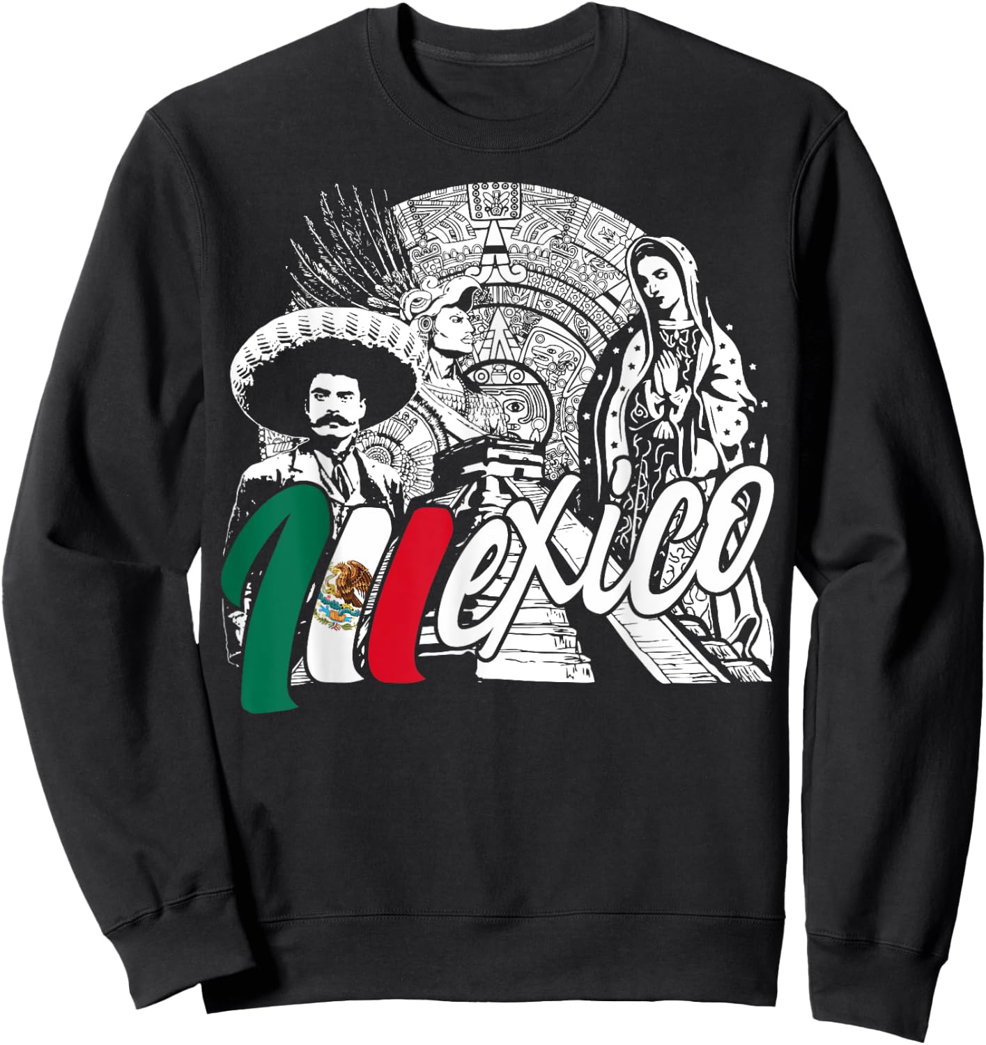 Mexico - Mexican Pride - Virgen de Guadalupe And History Sweatshirt - Sweatshirt | Black